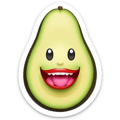 Aguacate con una boca roja y grande con uñas largas color rosa  sticker