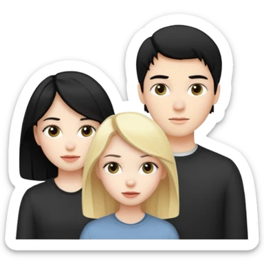 A black hair girl a blonde girl and a blonde boy sticker