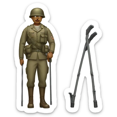 soldier with a crutch sticker