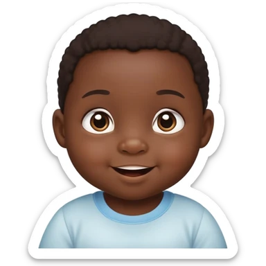 Adorable black baby with chubby cheeks, bright happy smiling eyes, looking intelligent and curious sticker