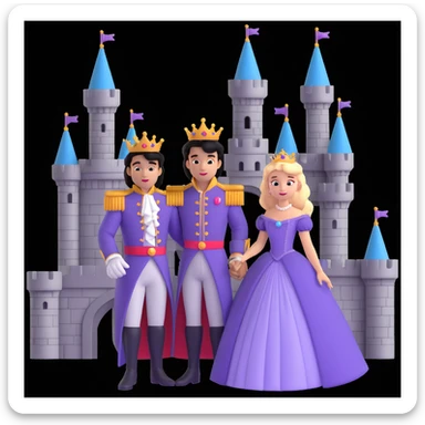 prince and princess disny dress close up photo in castle sticker