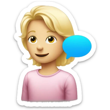 talking blond child with speech bubble near sticker