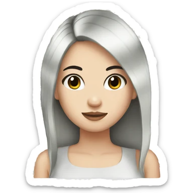 White girl with lashes and straight black hair sticker