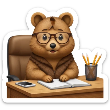 work with desktop quokka wearing glasses sticker