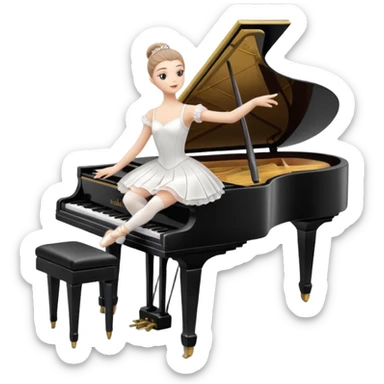 Piano Music Box with Dancer sticker