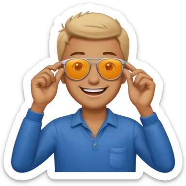 A guys taking of his sun glasses in a emoji like this 😎 sticker