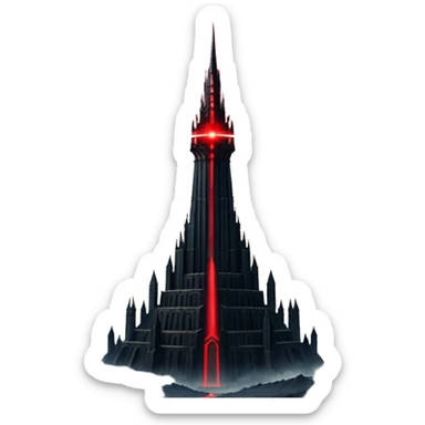 Barad Dúr from Lord of the Rings, Dark, giant Tower, with red laser beams shooting into the sky sticker