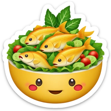 buatkan emoji salad namun berbentuk ikan 🐟 yang chubby untuk discord emoji tentang mancing sticker