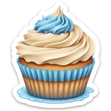 Vanilla cupcake with cinnamon and blue jelly frosting dusted with cinnamon sticker
