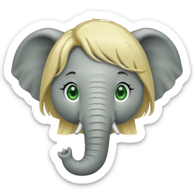 Make and elephant with a blonde wig and green eyes sticker