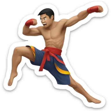 thai fighter throwing a flying knee sticker