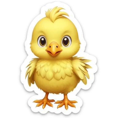 Baby chocobo from Final Fantasy, cute tiny yellow bird chick with fluffy feathers sticker