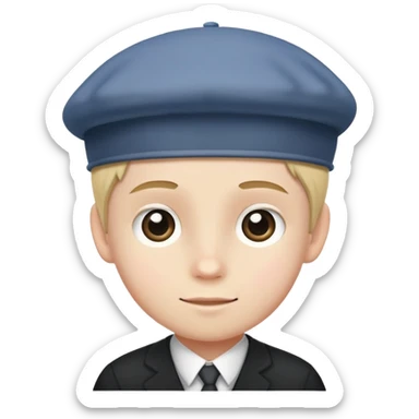 White kid wearing a kippa sticker