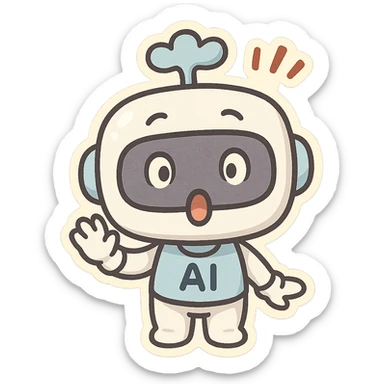 AI assistant misunderstanding a command, surprised face, lighthearted, playful, cartoon style sticker