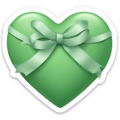 sage green heart with ribbon  sticker