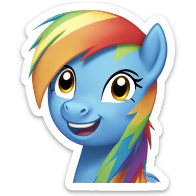 The pony Rainbow Dash looking to the side smiling sticker