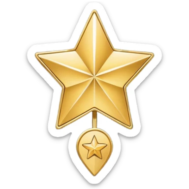 gold map pin with star, luxury feel, premium location, apple style emoji sticker