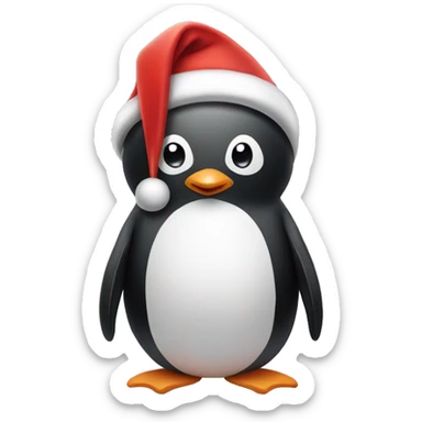 Penguin with santa hat sticker