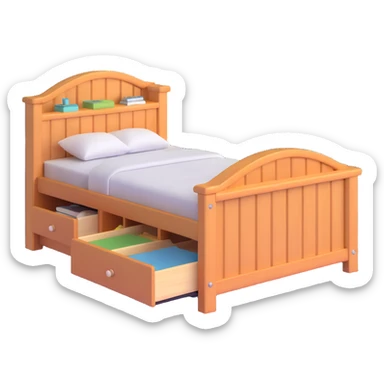 cozy wood cabin bed with storage sticker