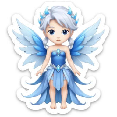  moon-fairy-queen-–-silver-hair,-blue-wings, chibi full body sticker