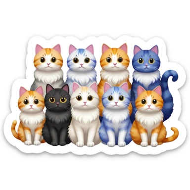 cats sitting in a row looking curious sticker