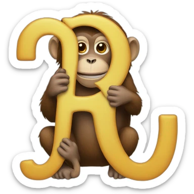 M letter with monkey sticker