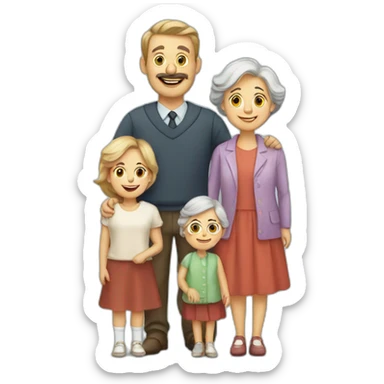 danish family with mom, dad, kid and grandma sticker