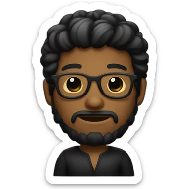 hombre con gafas negras de sol, piel clara y pelo oscuro con overol de trabajo sticker