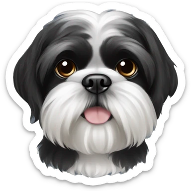 Black shih tzu with white snout and white eyebrows sticker
