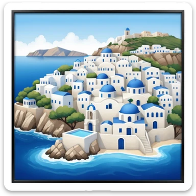 a greek island seen from the sea sticker