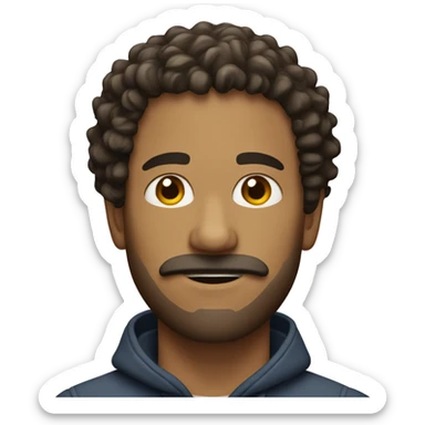 Guy with facial hair and curly hair sticker