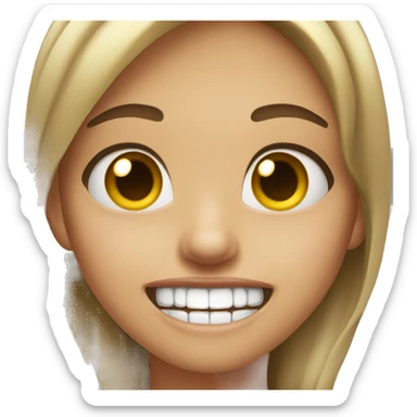 Pretty girl biting her finger smiling looking mysterious sticker