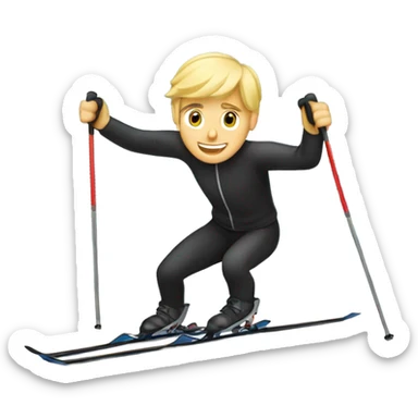 Blond guy on cross country skiing with Black cap sticker