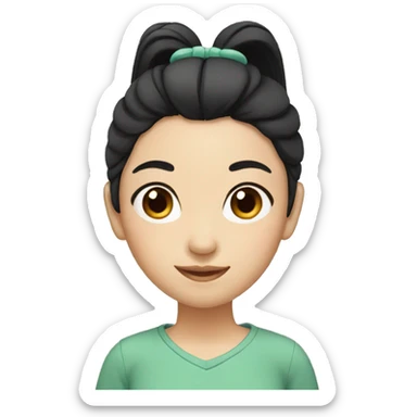 asian girl with black hair in a ponytail sticker