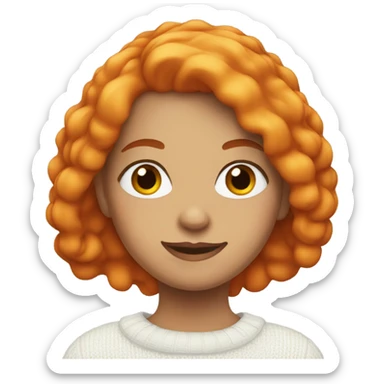 girl with half orange hair dressed in white sweather sticker