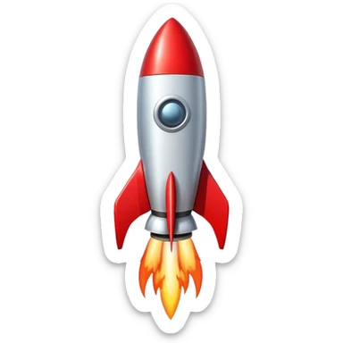 red rocket lifting off sticker