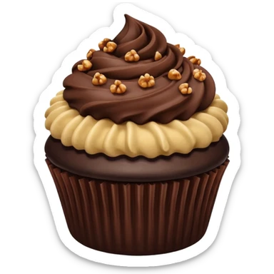 Chocolate dipped cupcake with hazelnut crumble sticker