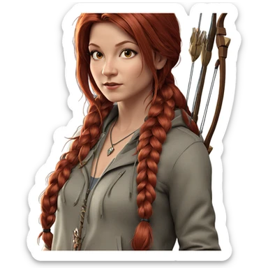 red haired archer girl sticker