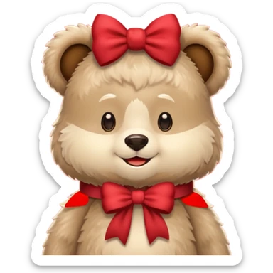 Cozy Bear with a bow sticker