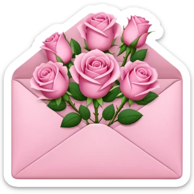 Envelope filled with pink roses  sticker