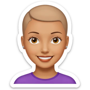 women ios emoji buzz cut sticker