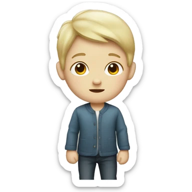 A cute boy with white skin and parted hair sticker