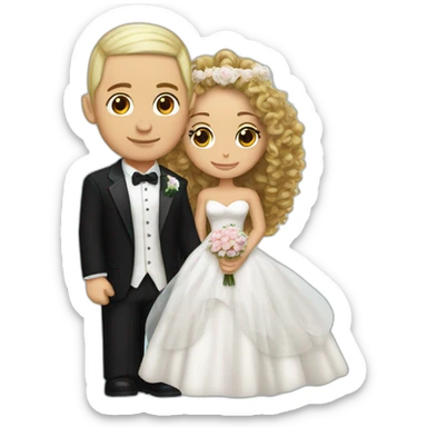 Eminem getting married with a girl with curly hair  sticker