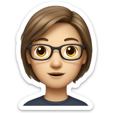 Tim cook with a brown hair Korean girl with eyeglasses sticker