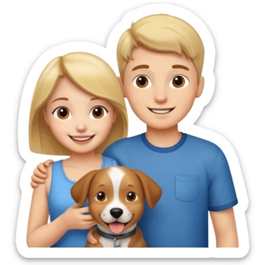 Girl and boy with a dog sticker