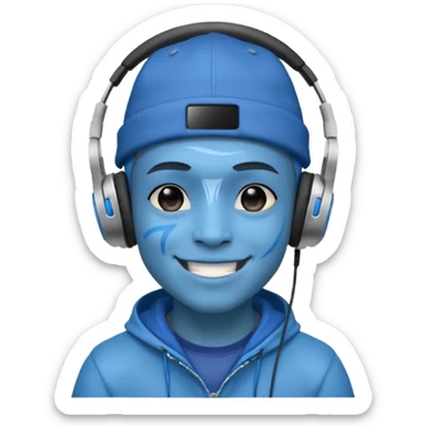 Avatar rapper with headphones blue character  sticker