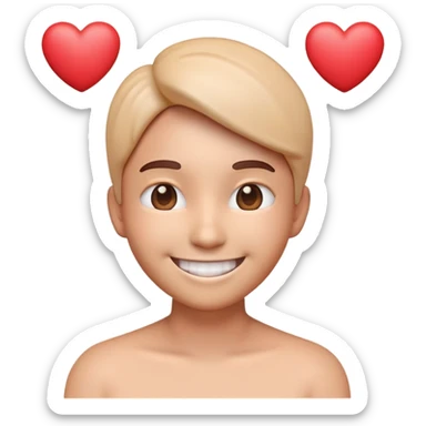 3D emoji of a smiling user with heart emojis around, soft gradient background, takeeasy brand colors sticker