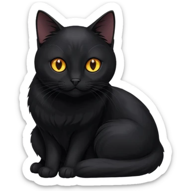 Solin wäre ein Kater mit nachtschwarzem, glänzendem Fell, kräftig gebaut und zugleich von seltener Eleganz. Sein Blick – tief und warm – scheint in die Seele zu führen, während seine Bewegung lautlos ist wie ein Schatten, der sich still an die Seite schmiegt.ihn nichts auf der Welt erschüttern. sticker