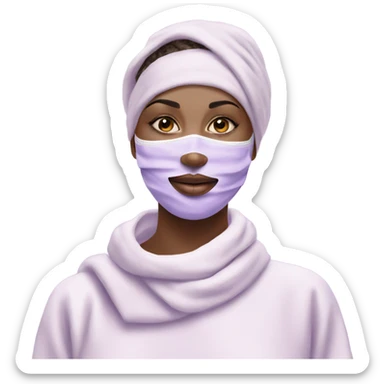 Lady with pastel Purple face mask spa beauty full face relaxing sticker