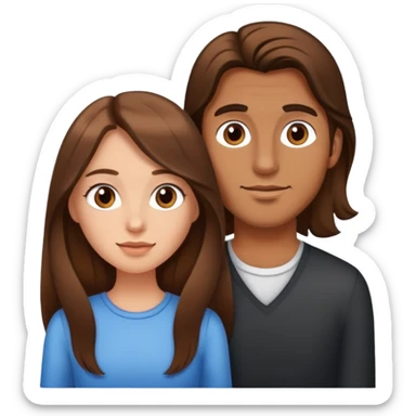 beautiful girl with long brown hair and her boyfriend a man with brown hair sticker
